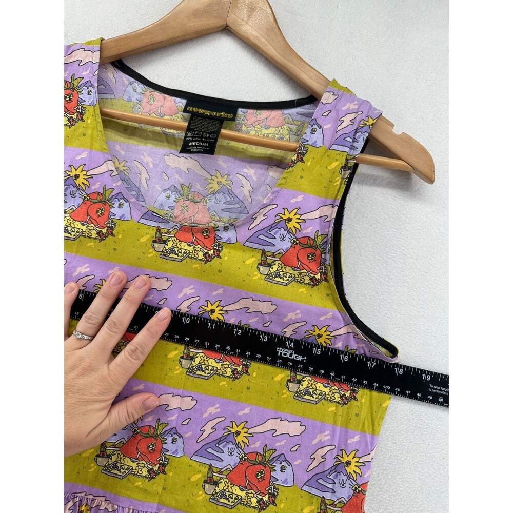 Nooworks Big Pocket Dress Size M Stawberry Jammin Print Novelty Colorful Stripe - Picture 8 of 10
